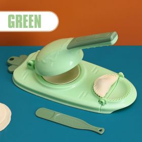 Kitchen Dumpling Maker 2 In 1 Dough Pressing Tool Set Dumpling Mold DIY Dumpling Wrapper Makers Manual Press Dumpling Crust Tool (Color: Green, size: 2PCS)