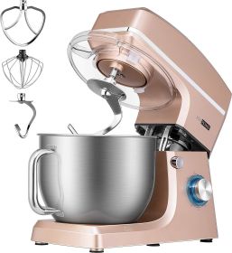 VIVOHOME 7.5 Quart Stand Mixer, 660W 6-Speed Tilt-Head Kitchen Electric Food Mixer with Beater, Dough Hook, Wire Whip (Color: Champagne)