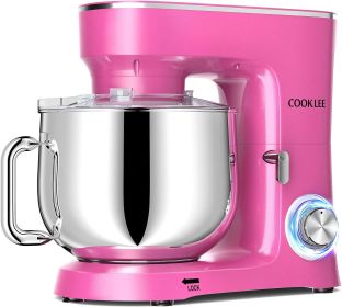 COOKLEE Stand Mixer, 9.5 Qt. 660W 10-Speed Electric Kitchen Mixer with Dishwasher-Safe Dough Hooks, Flat Beaters (Color: Pink)