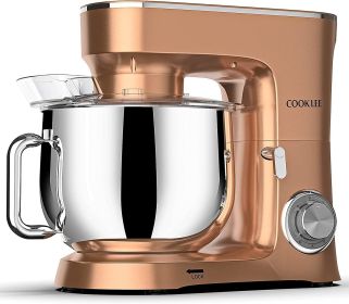 COOKLEE Stand Mixer, 9.5 Qt. 660W 10-Speed Electric Kitchen Mixer with Dishwasher-Safe Dough Hooks, Flat Beaters (Color: Champagne)