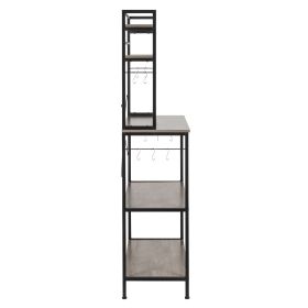 5-Tier Kitchen Bakers Rack with 10 S-Shaped Hooks, Industrial Microwave Oven Stand (Color: grey)