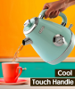 57.5 oz Mint green electric kettle SUS304 food grade 1200W instrument type dial thermometer fast boiling cordless without BPA automatic closed