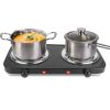 2000W Electric Double Burner Portable Coil Heating Hot Plate Stove Countertop RV Hotplate with Non Slip Rubber Feet 5 Temperature Adjustments